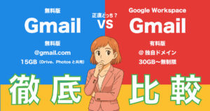 無料版GmailとGoogle Workspaceの違いを比較したアイキャッチ画像（i.tes+ アイテスプラス）